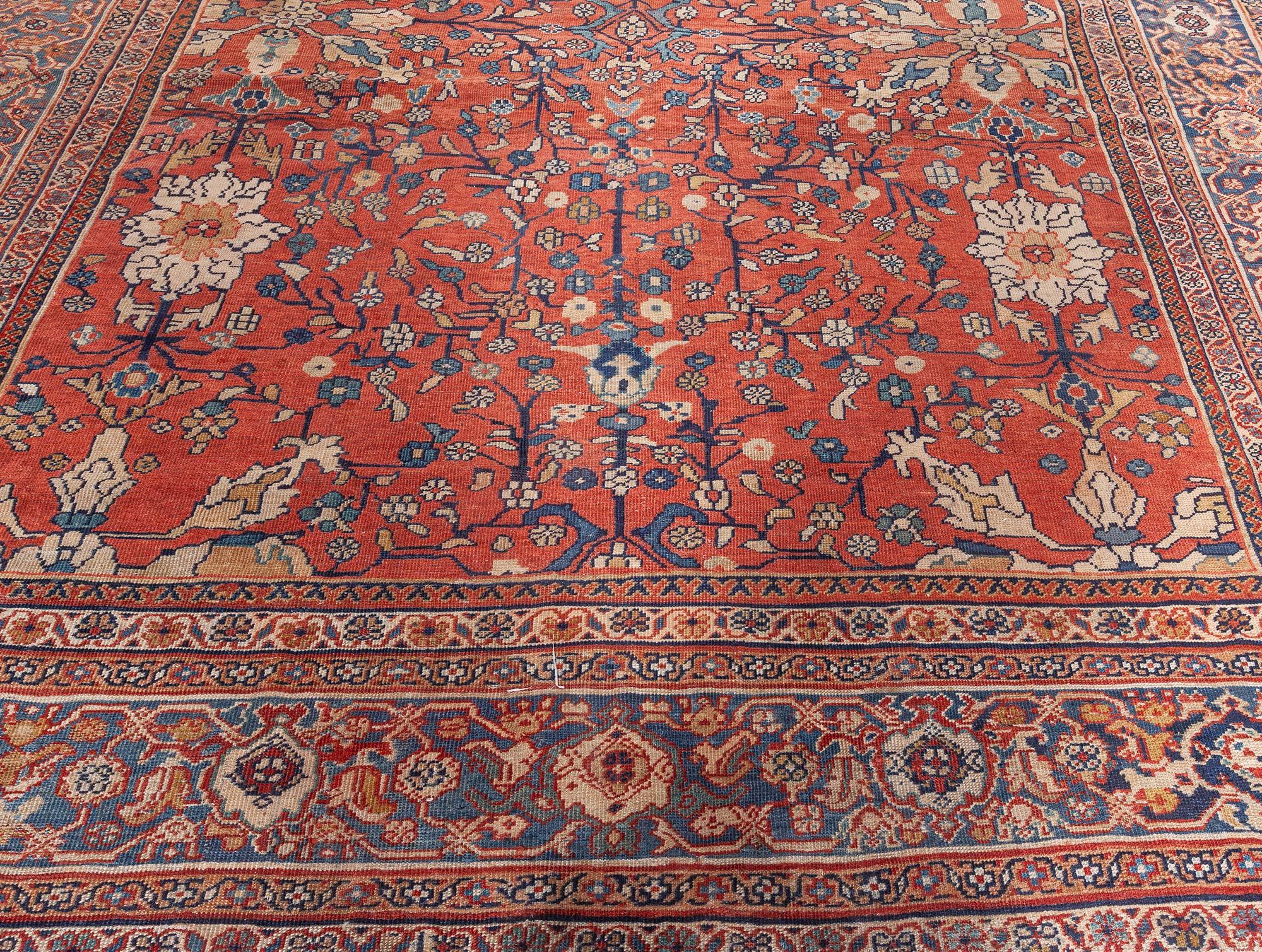 Doris Leslie Blauer antiker persischer Sultanabad-Teppich in Blau (Persisch) im Angebot