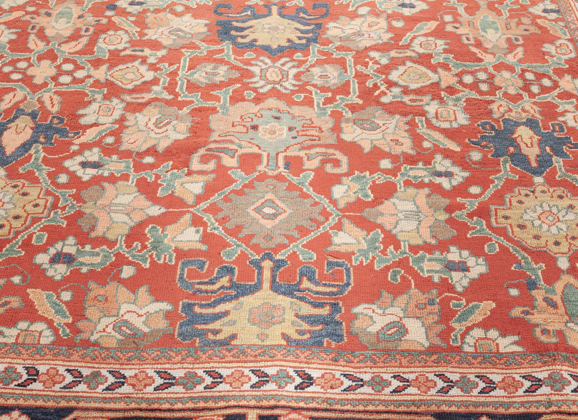 Doris Leslie Blauer antiker persischer Sultanabad-Teppich in Blau (Persisch) im Angebot