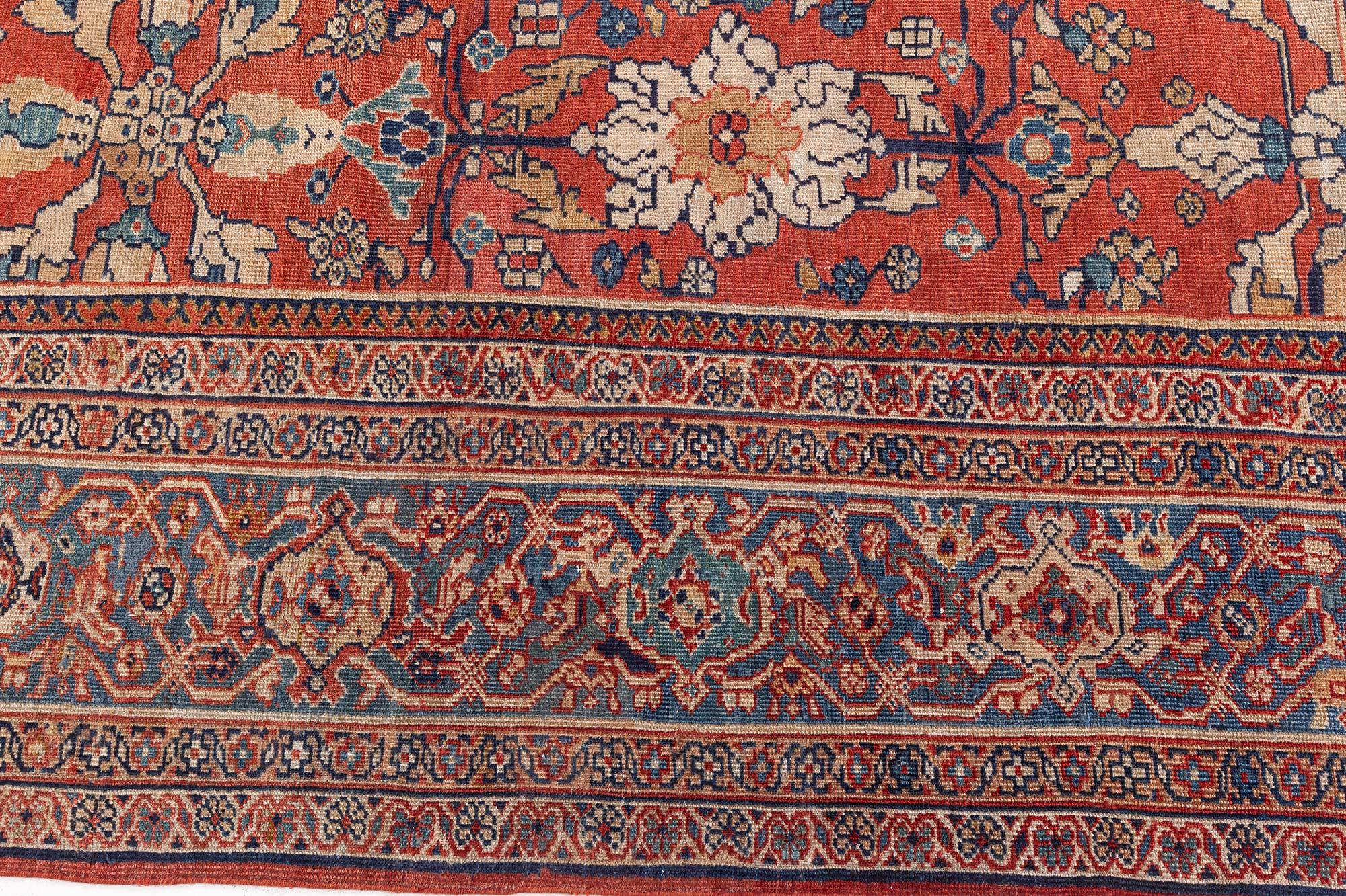 Doris Leslie Blauer antiker persischer Sultanabad-Teppich in Blau (Handgeknüpft) im Angebot