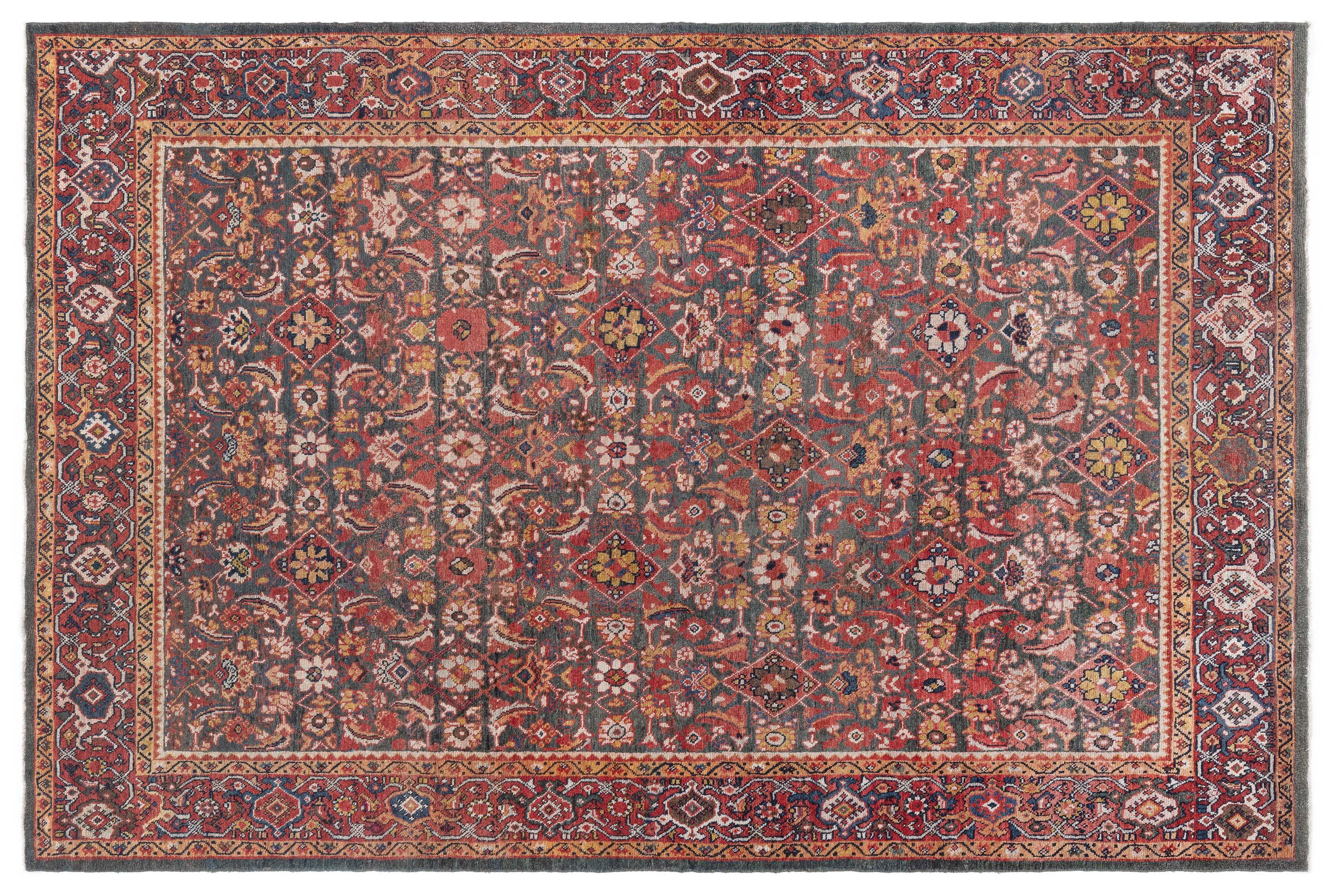 Doris Leslie Blauer antiker persischer Sultanabad-Teppich in Blau (Handgeknüpft) im Angebot