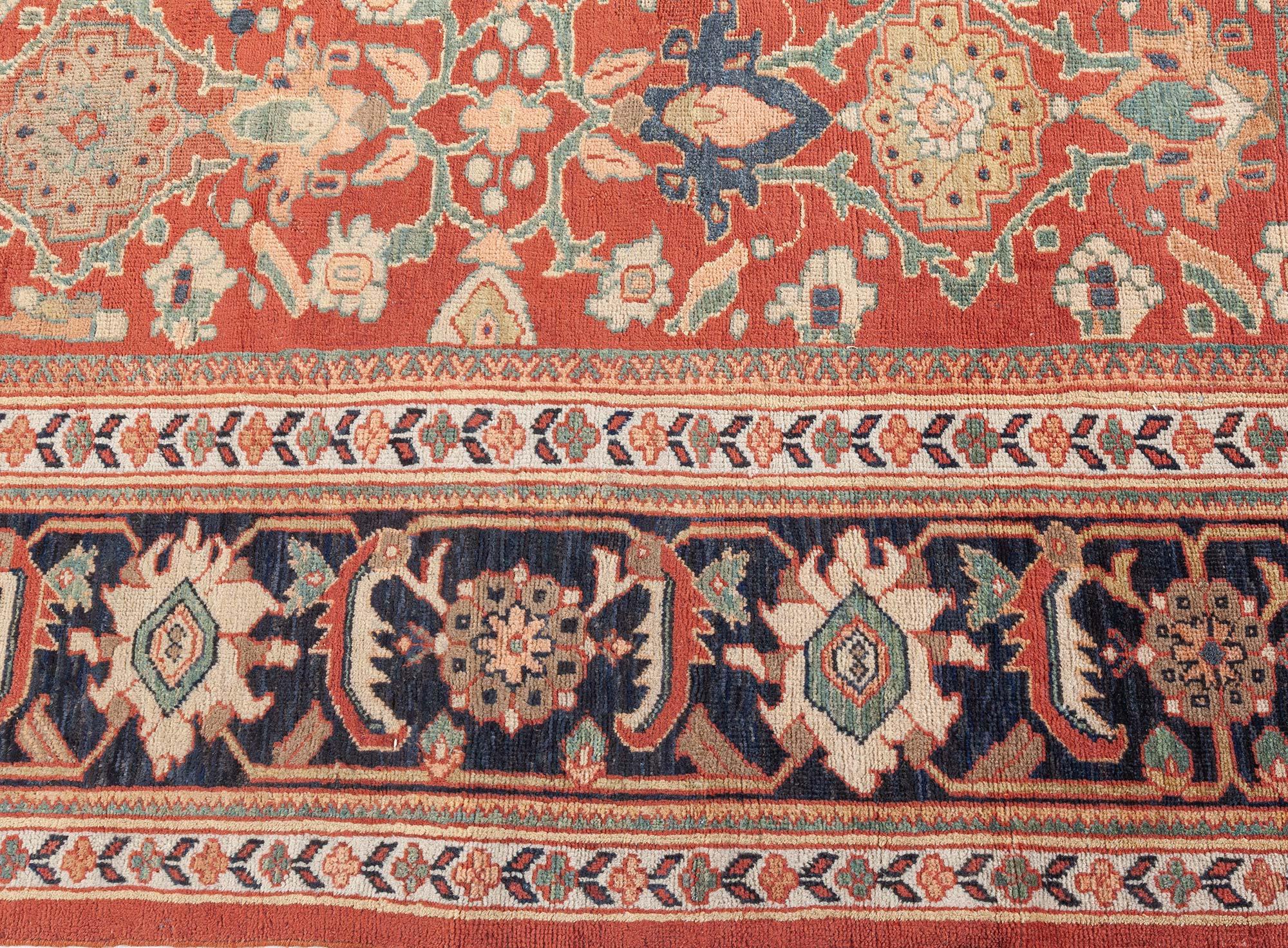 Doris Leslie Blauer antiker persischer Sultanabad-Teppich in Blau (Handgewebt) im Angebot