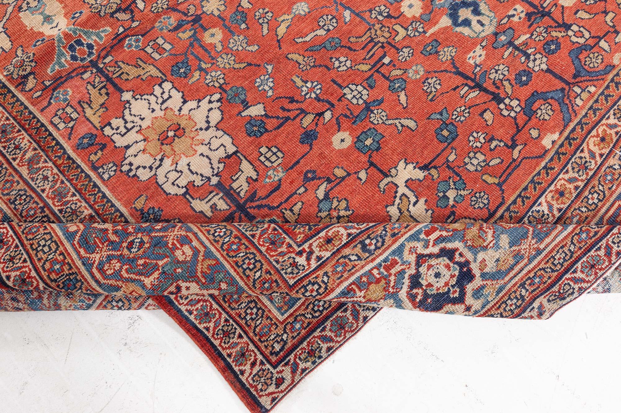 Doris Leslie Blauer antiker persischer Sultanabad-Teppich in Blau im Angebot 1