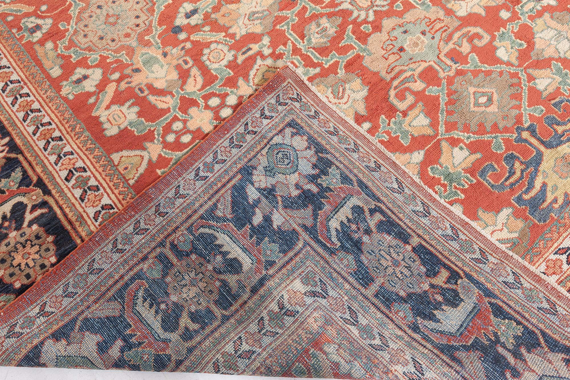 Doris Leslie Blauer antiker persischer Sultanabad-Teppich in Blau im Angebot 1