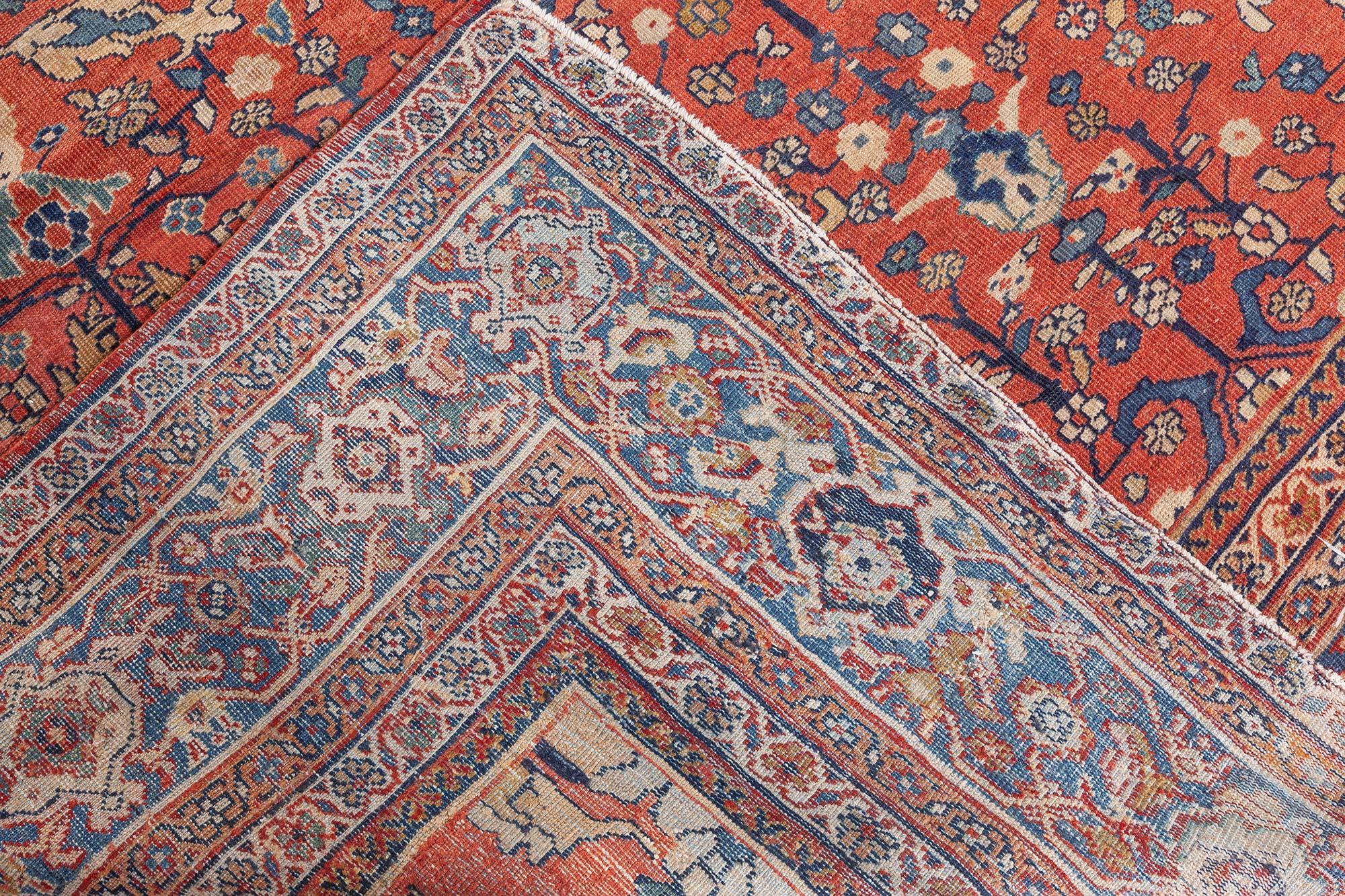 Doris Leslie Blauer antiker persischer Sultanabad-Teppich in Blau im Angebot 2