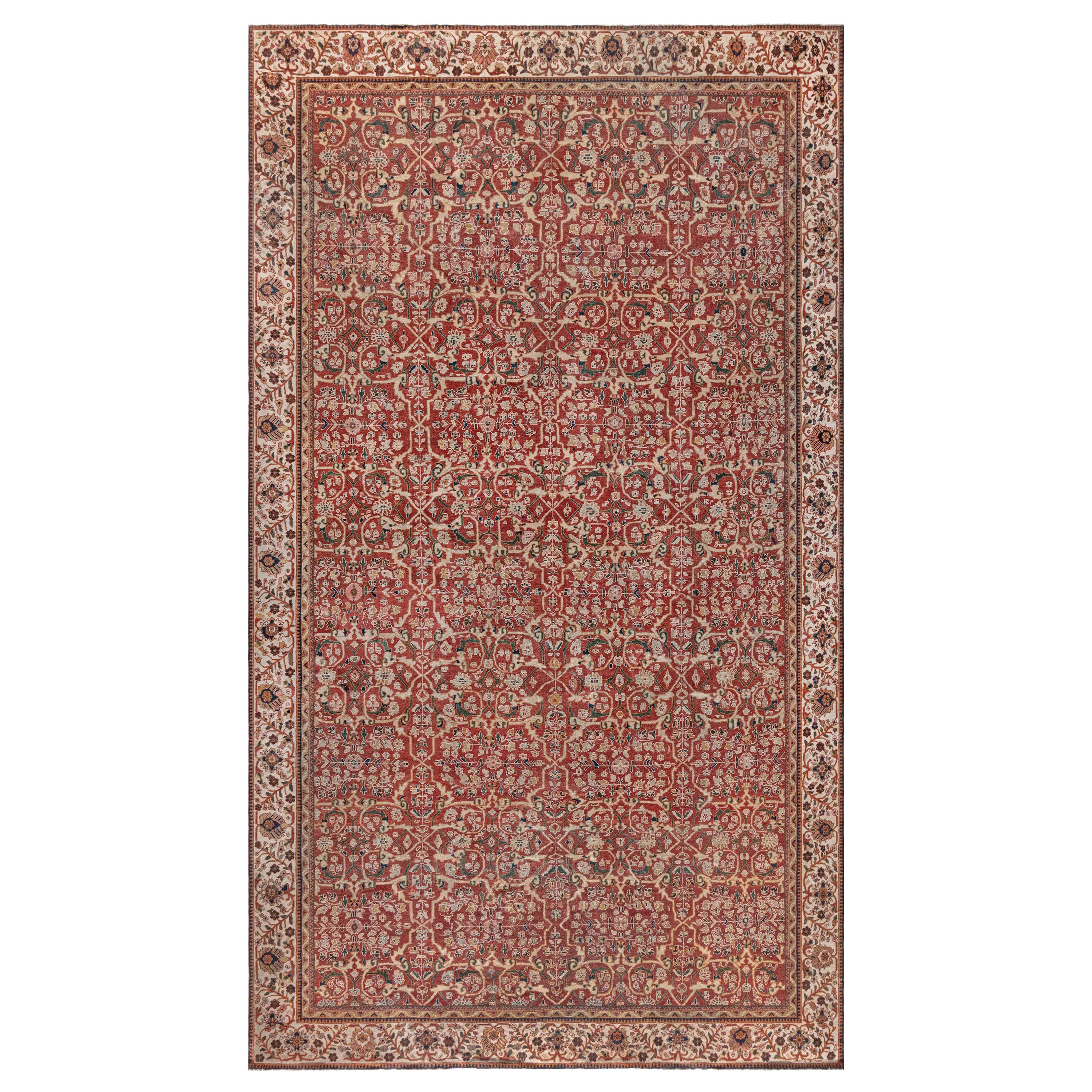 Doris Leslie Blauer antiker persischer Sultanabad-Teppich in Blau