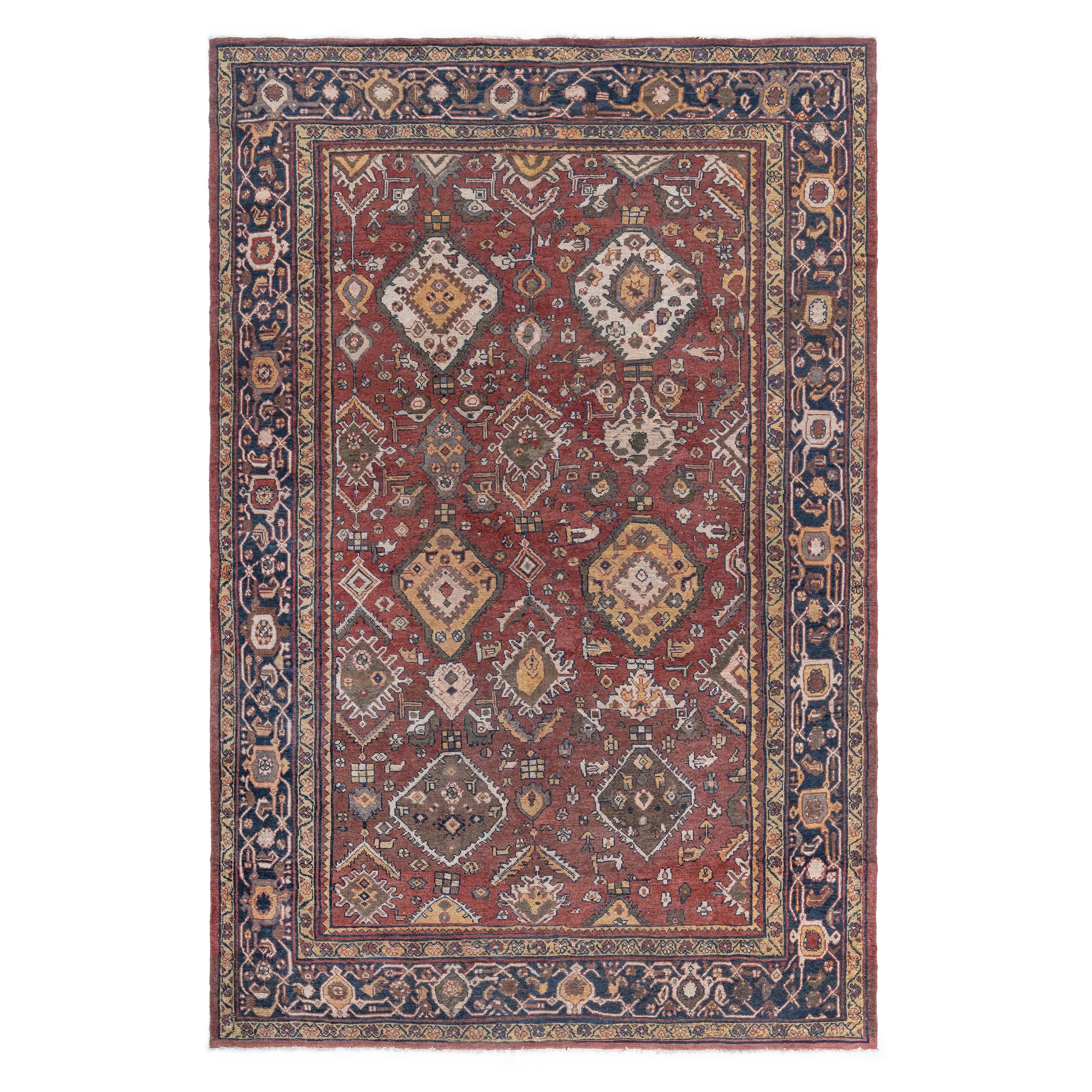 Doris Leslie Blauer antiker persischer Sultanabad-Teppich in Blau