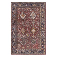 Doris Leslie Blauer antiker persischer Sultanabad-Teppich in Blau