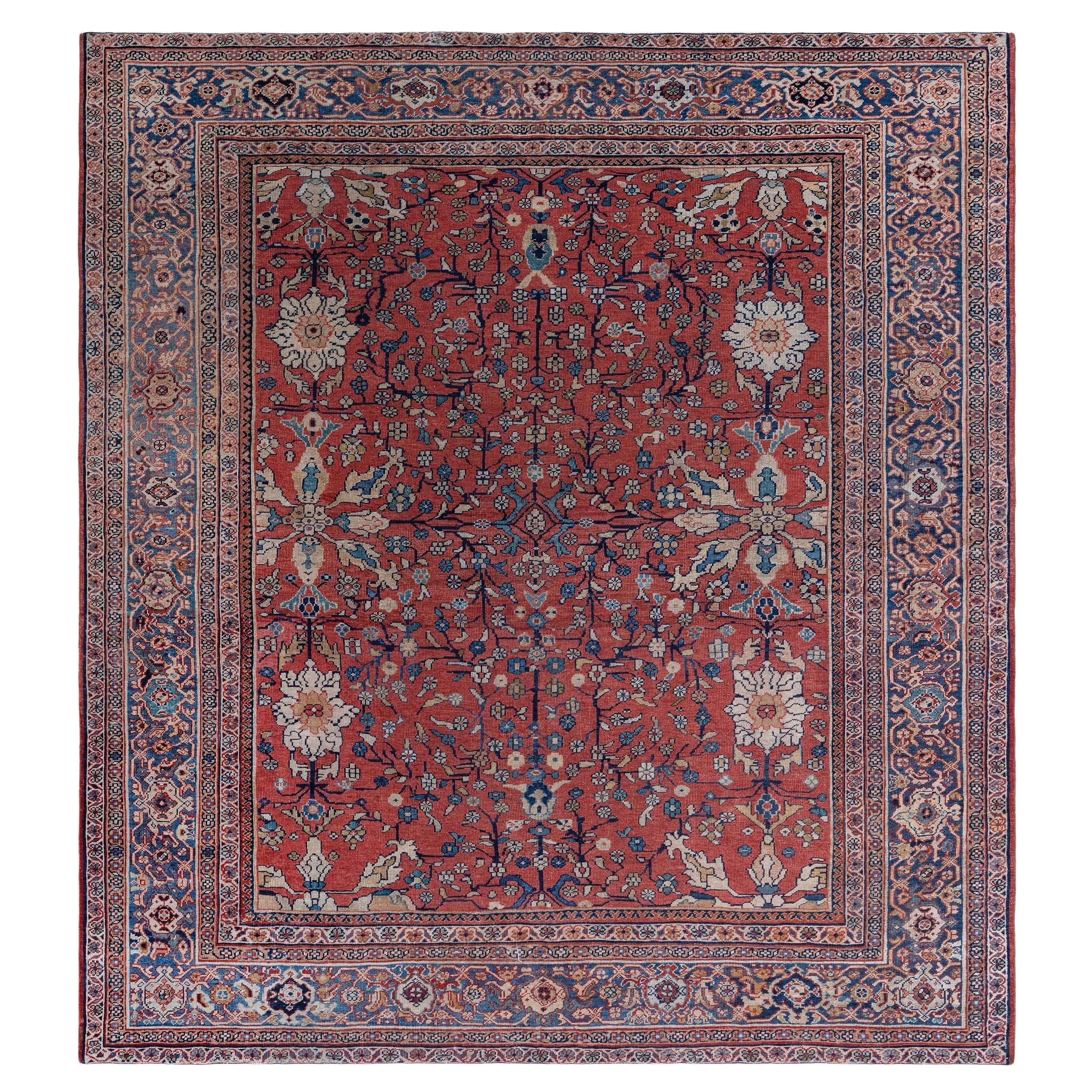 Doris Leslie Blauer antiker persischer Sultanabad-Teppich in Blau