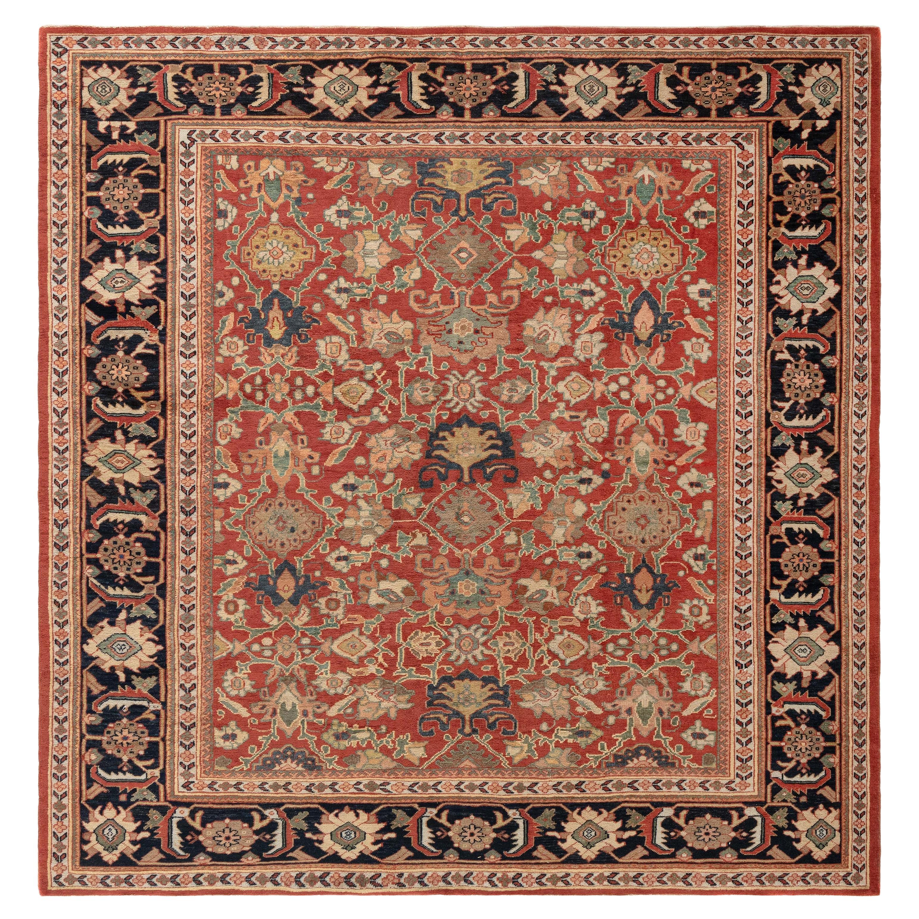 Doris Leslie Blauer antiker persischer Sultanabad-Teppich in Blau