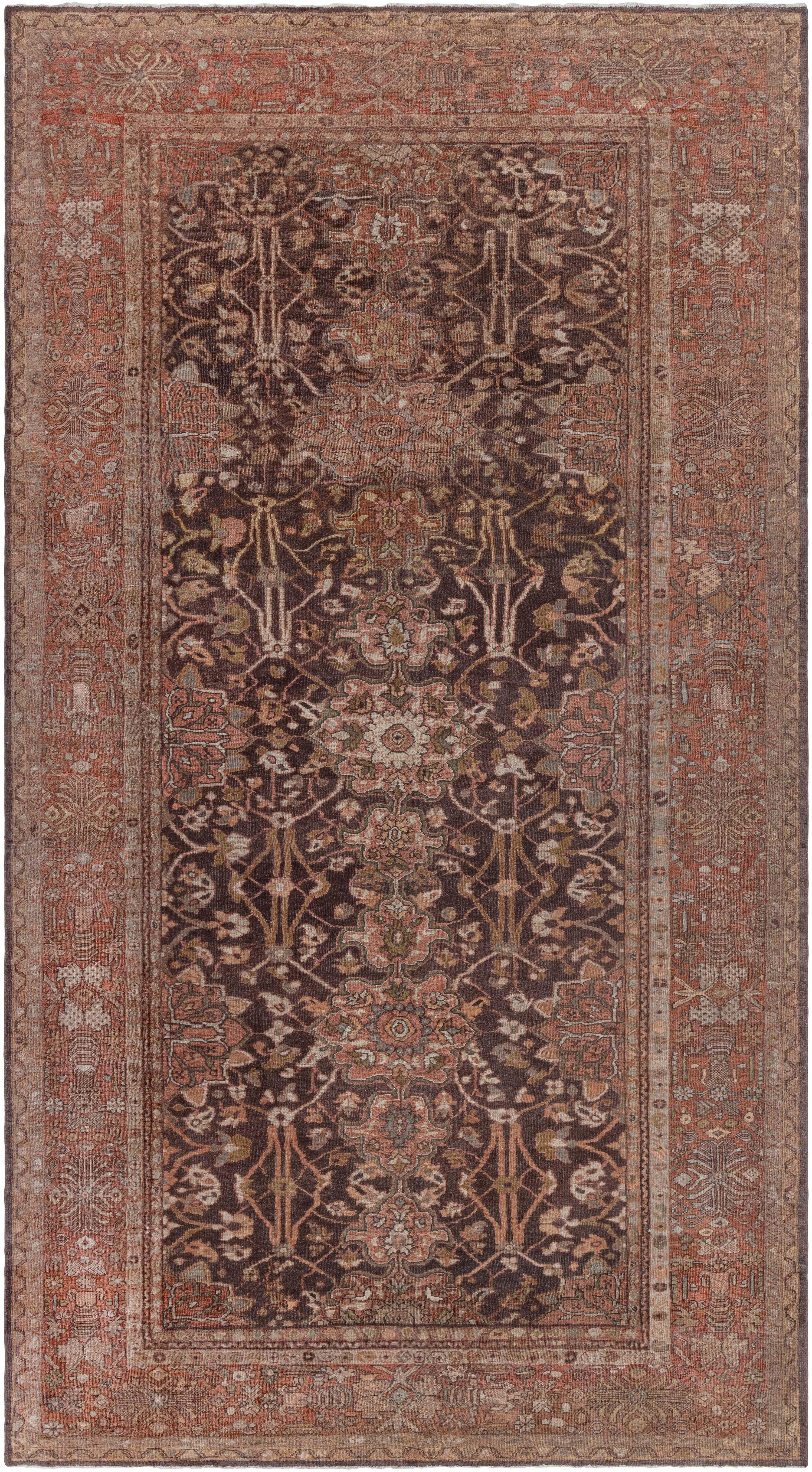 Doris Leslie Blauer antiker persischer Sultanabad-Teppich in Blau