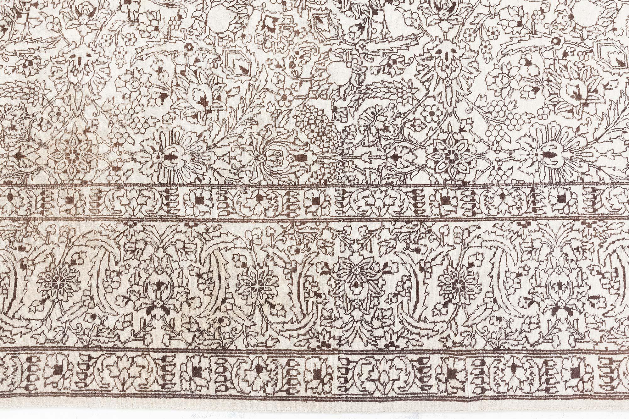 Doris Leslie Blau Antique Persian Tabriz Beige and Brown Rug (20. Jahrhundert) im Angebot