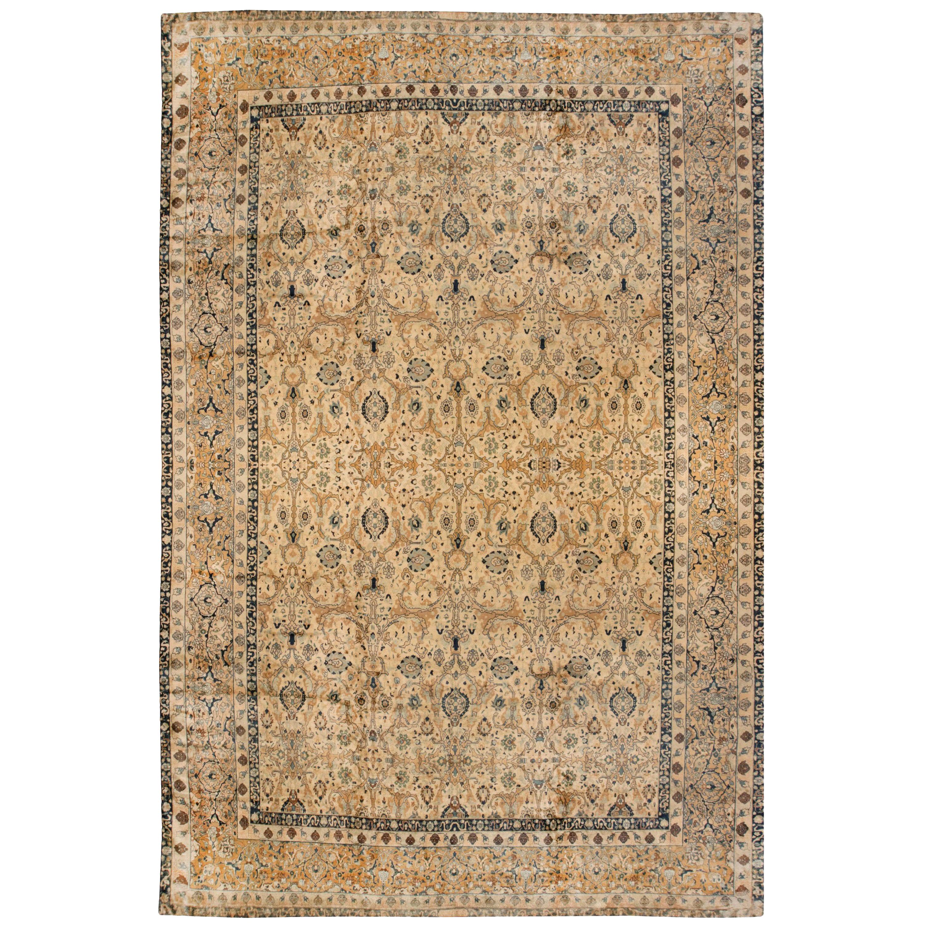 Doris Leslie Blau Tappeto di lana antico persiano Tabriz Beige tessuto a mano