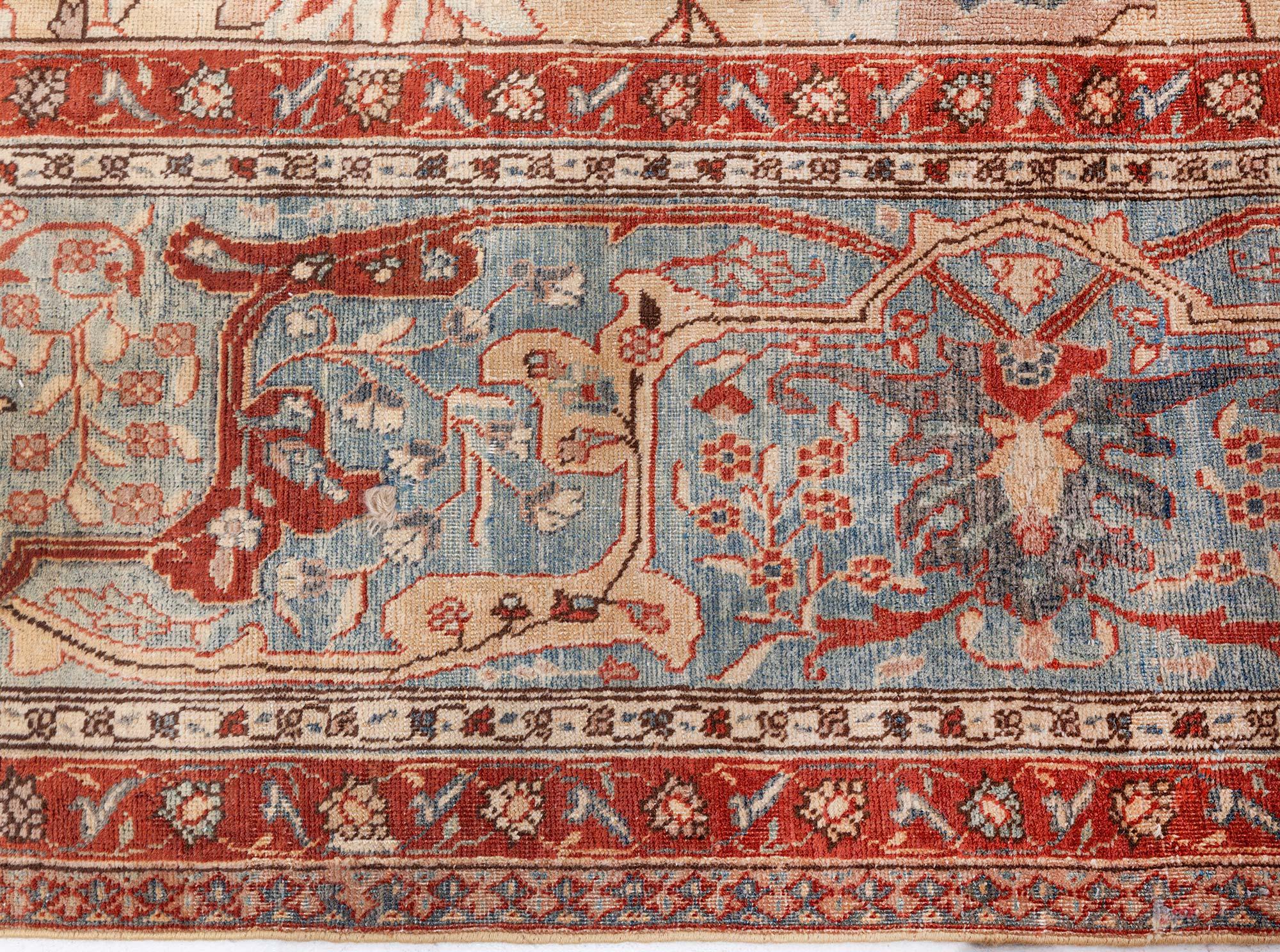 Laine Tapis persan ancien Tabriz Botanic fait à la main Doris Leslie Blau en vente