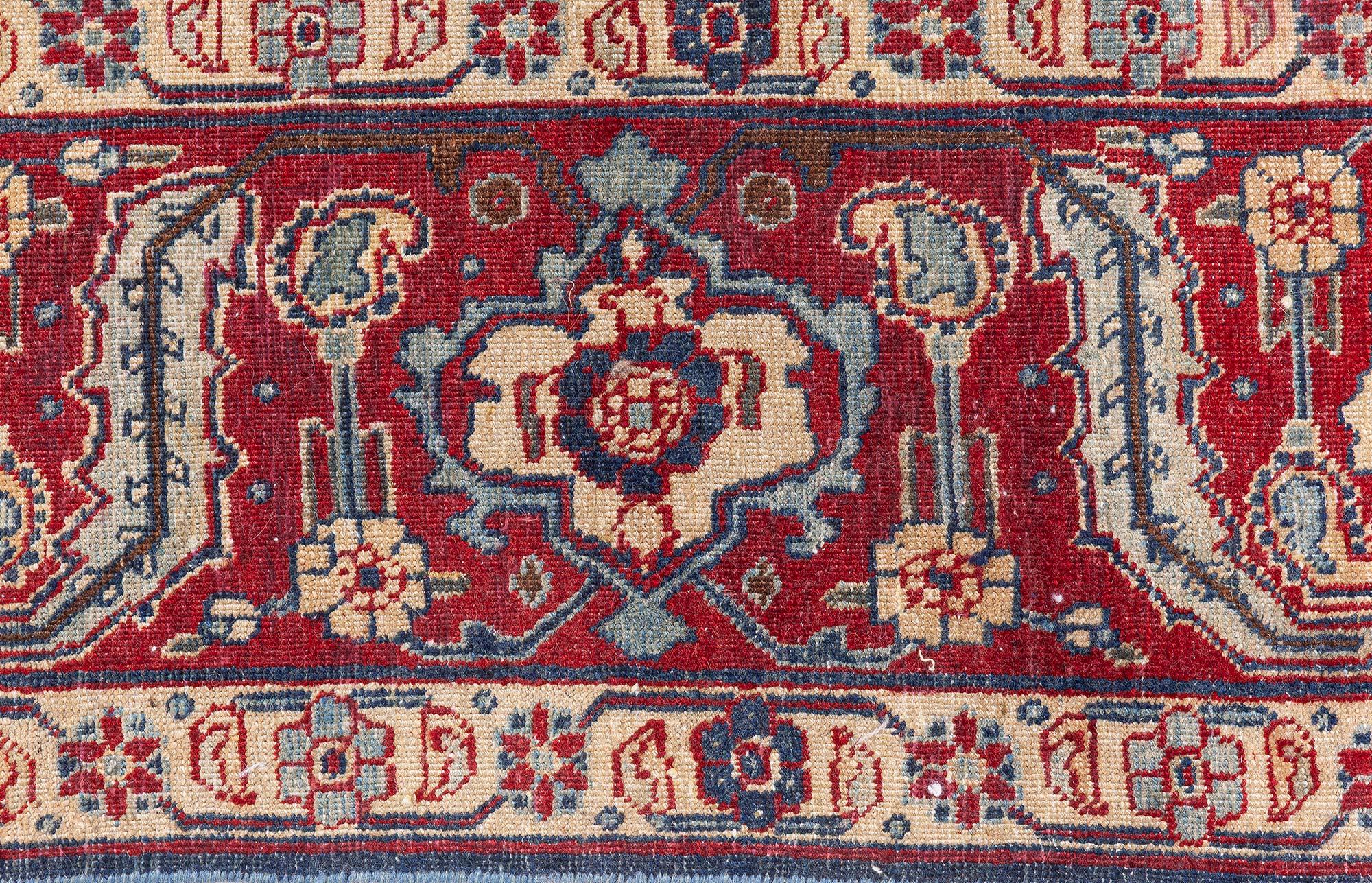 Lana Doris Leslie Blau Tappeto antico persiano Tabriz Botanic in lana fatto a mano in vendita