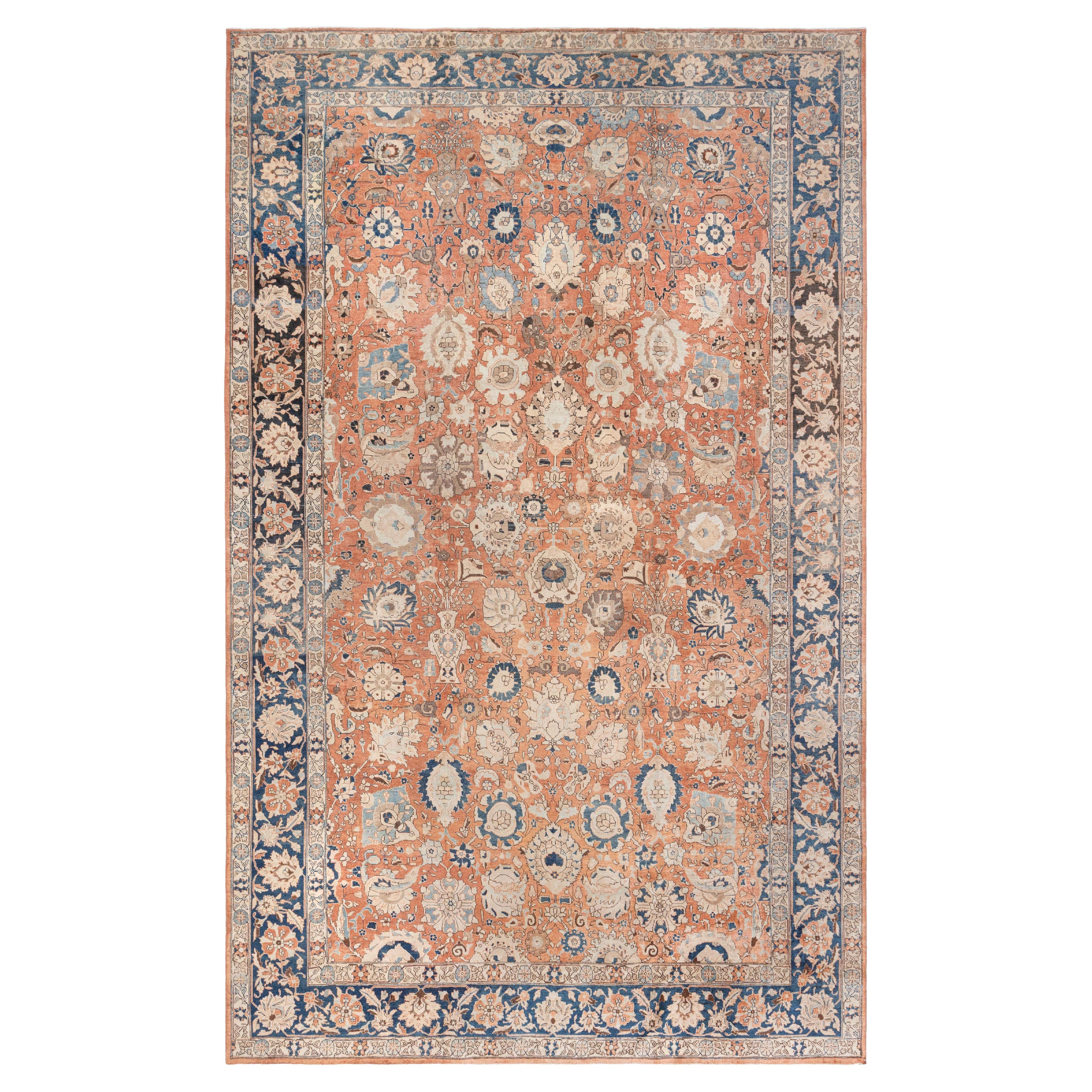 Doris Leslie Blau Antique Persian Tabriz Botanic Handmade Wool Rug