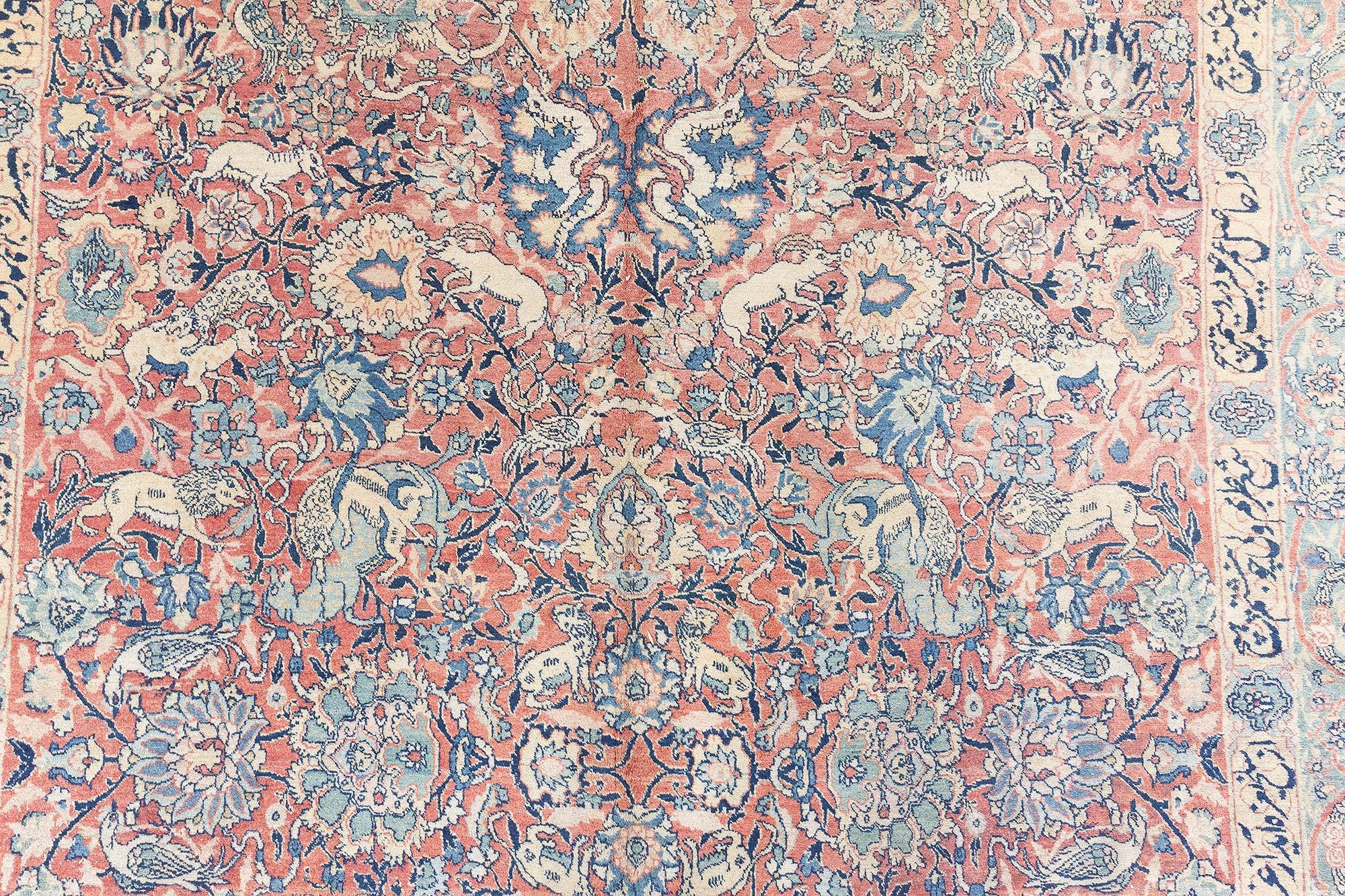 Tessuto a mano Doris Leslie Blau Tappeto di lana antico persiano Tabriz Botanic tessuto a mano in vendita