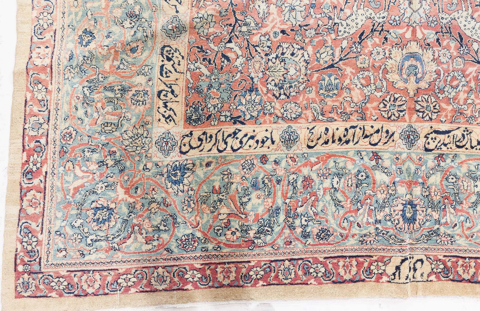 Doris Leslie Blau Tappeto di lana antico persiano Tabriz Botanic tessuto a mano in vendita 1