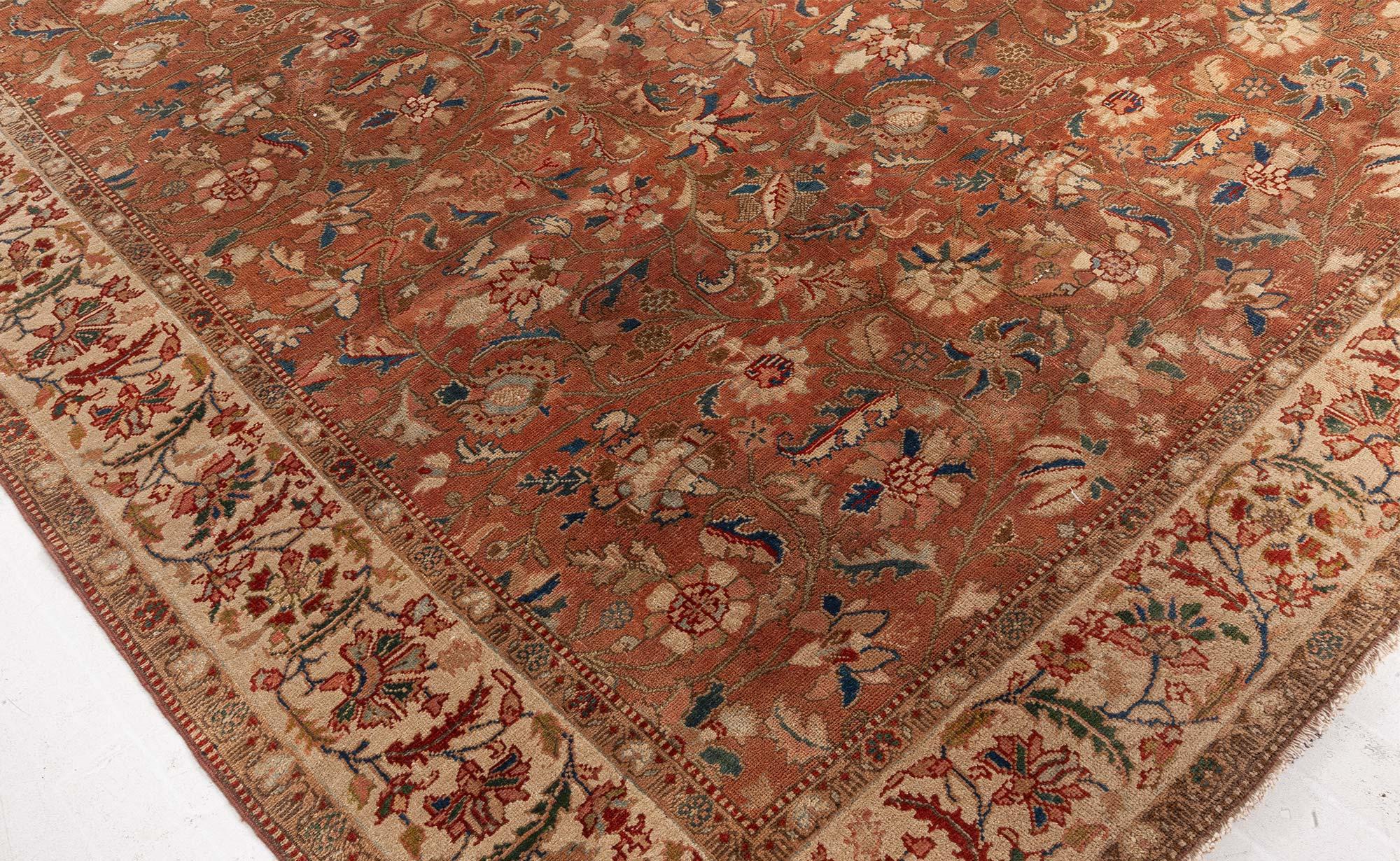 Authentischer persischer Tabriz brauner botanischer handgefertigter Wollteppich
Größe: 11'5