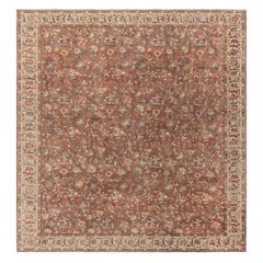 Doris Leslie Blau Tappeto antico persiano Tabriz marrone botanico in lana fatto a mano