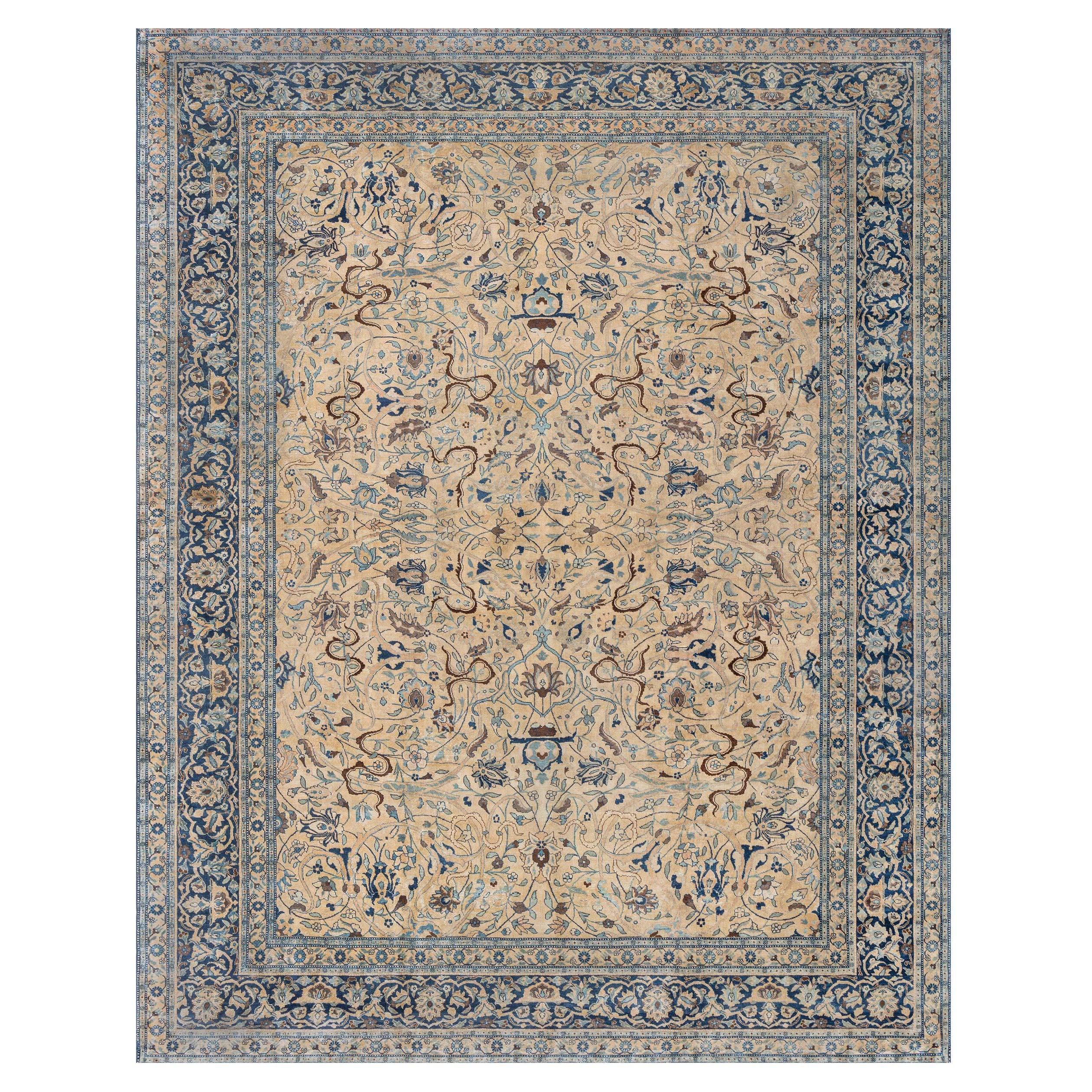 Doris Leslie Blau Tappeto antico persiano Tabriz floreale in lana fatto a mano