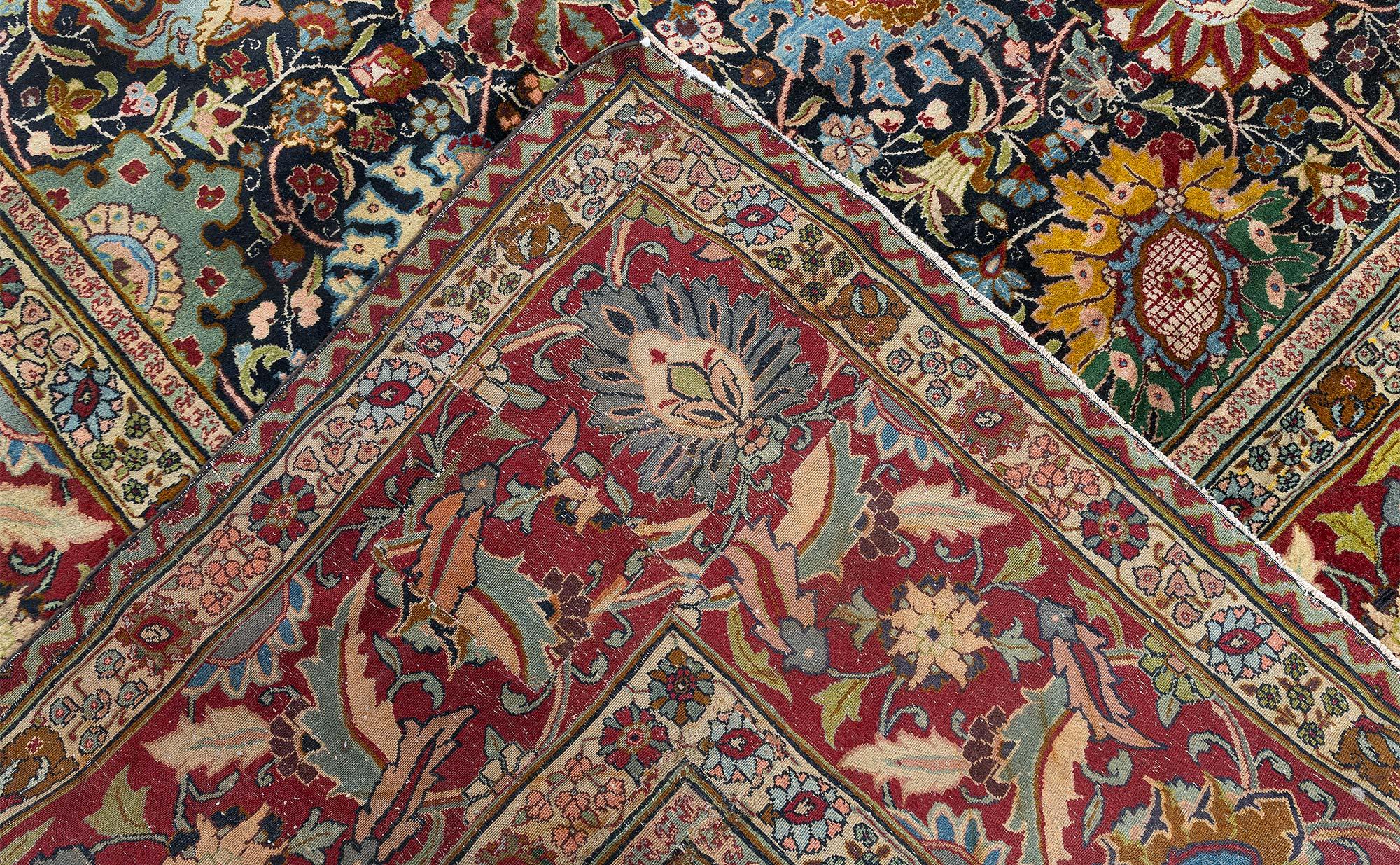 Doris Leslie Blau Antique Persian Tabriz Floral Rug Size Adjusted For Sale 4