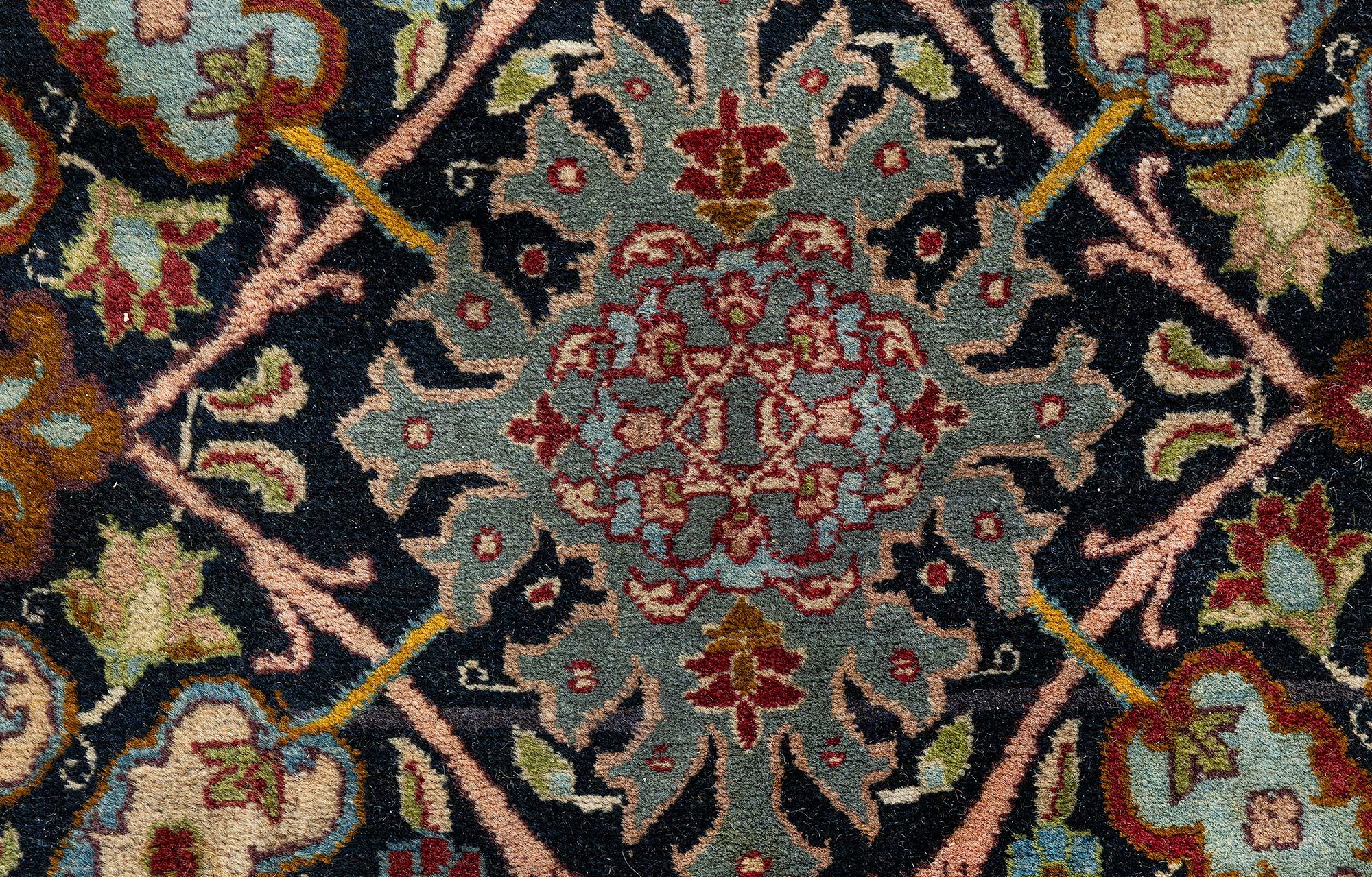 Hand-Knotted Doris Leslie Blau Antique Persian Tabriz Floral Rug Size Adjusted For Sale