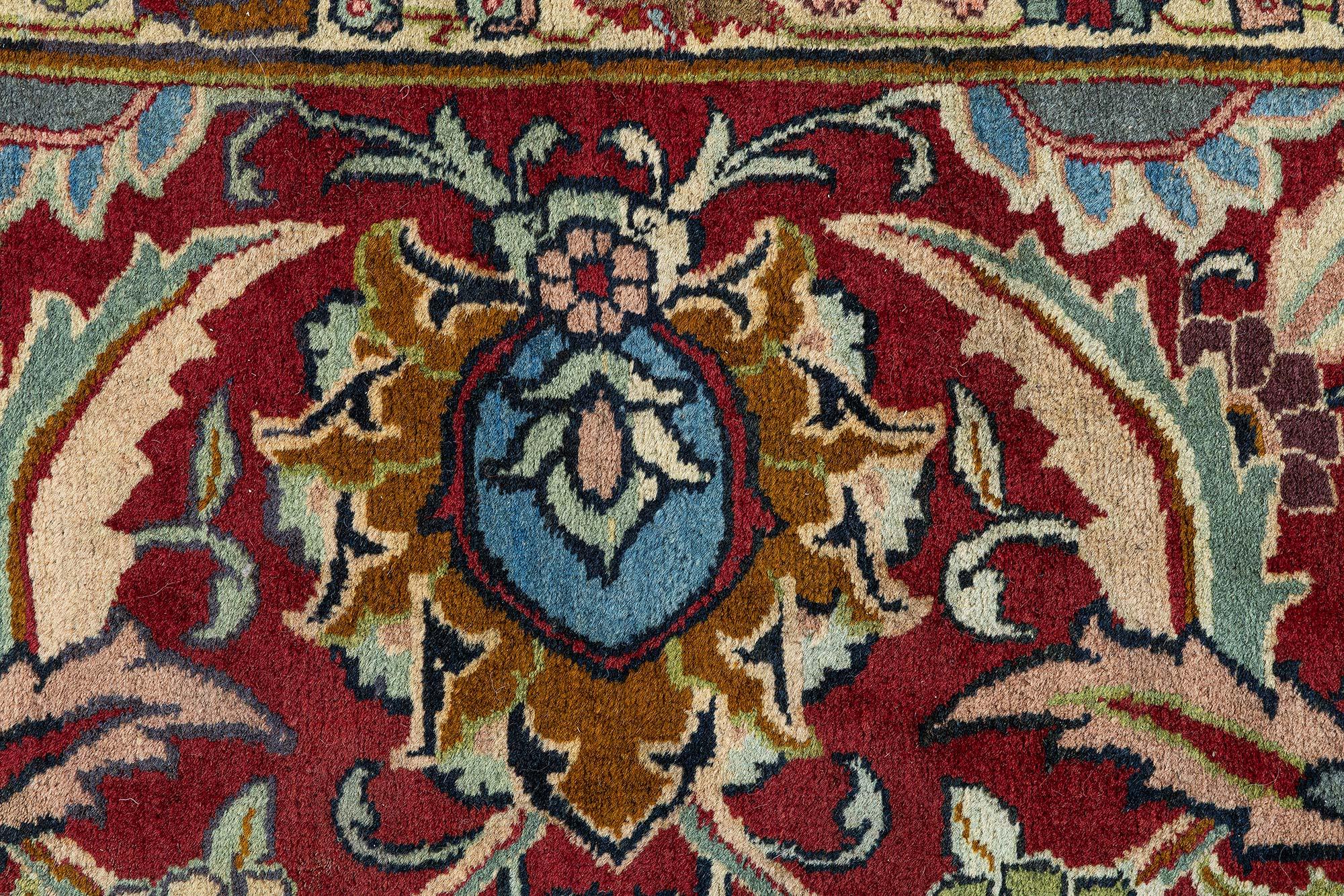20th Century Doris Leslie Blau Antique Persian Tabriz Floral Rug Size Adjusted For Sale