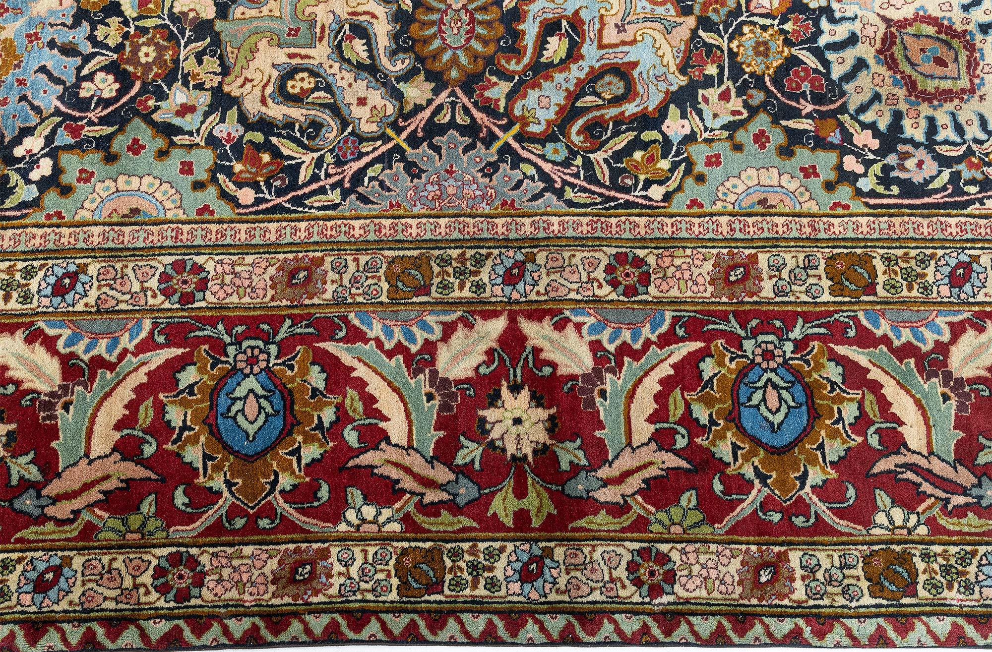 Doris Leslie Blau Antique Persian Tabriz Floral Rug Size Adjusted For Sale 3