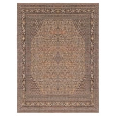 Doris Leslie Blauer antiker persischer Täbris-Teppich aus handgefertigter Wolle