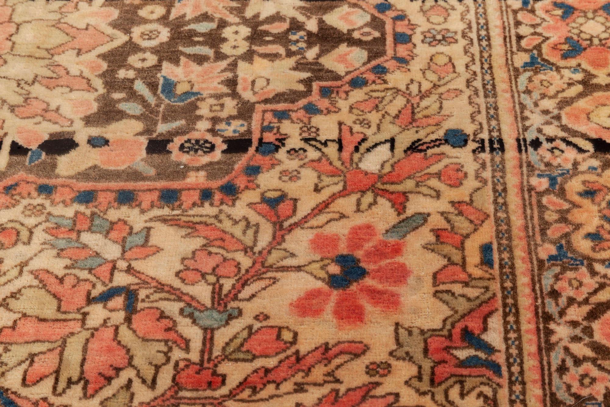 Doris Leslie Blauer antiker persischer Täbris-Teppich aus handgefertigter Wolle (Persisch) im Angebot