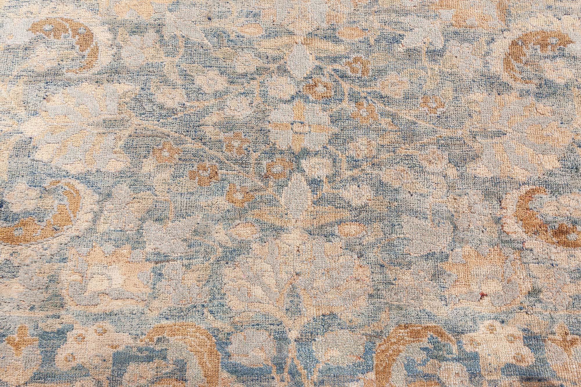 Lana Doris Leslie Blau Tappeto antico persiano Tabriz in lana fatto a mano in vendita