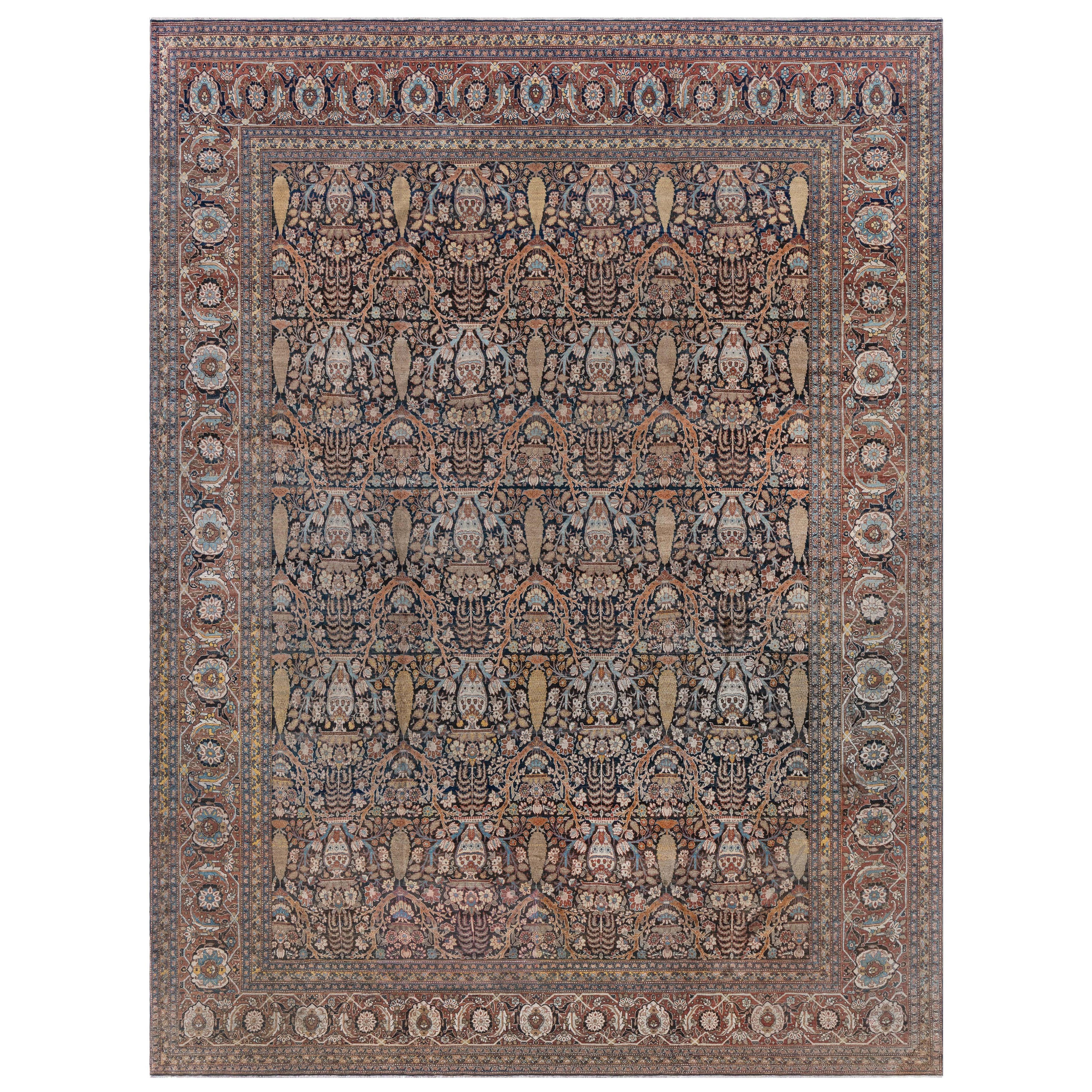 Doris Leslie Blau Tappeto antico persiano Tabriz in lana fatto a mano