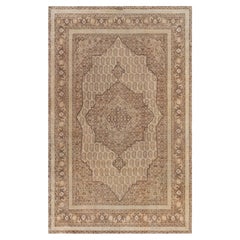 Doris Leslie Blauer antiker persischer Täbris-Teppich aus handgefertigter Wolle