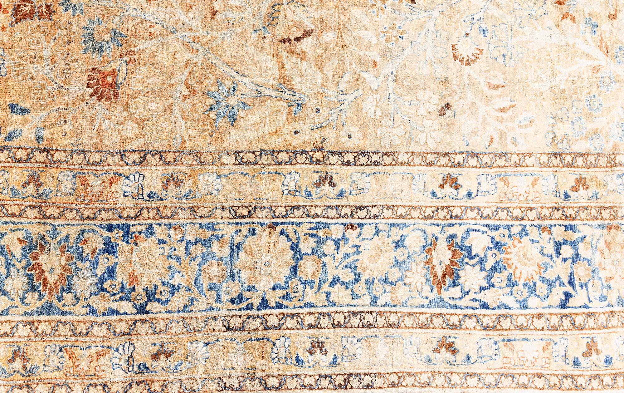 Doris Leslie Blauer antiker persischer Täbris-Teppich in Blau (Wolle) im Angebot