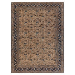 Doris Leslie Blauer antiker persischer Täbris-Teppich in Blau