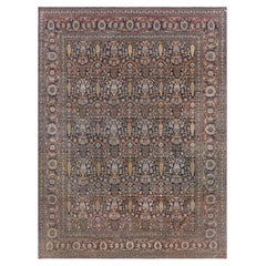 Doris Leslie Blauer antiker persischer Täbris-Teppich in Blau