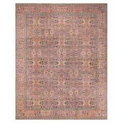 Doris Leslie Blauer antiker persischer Täbris-Teppich in Blau