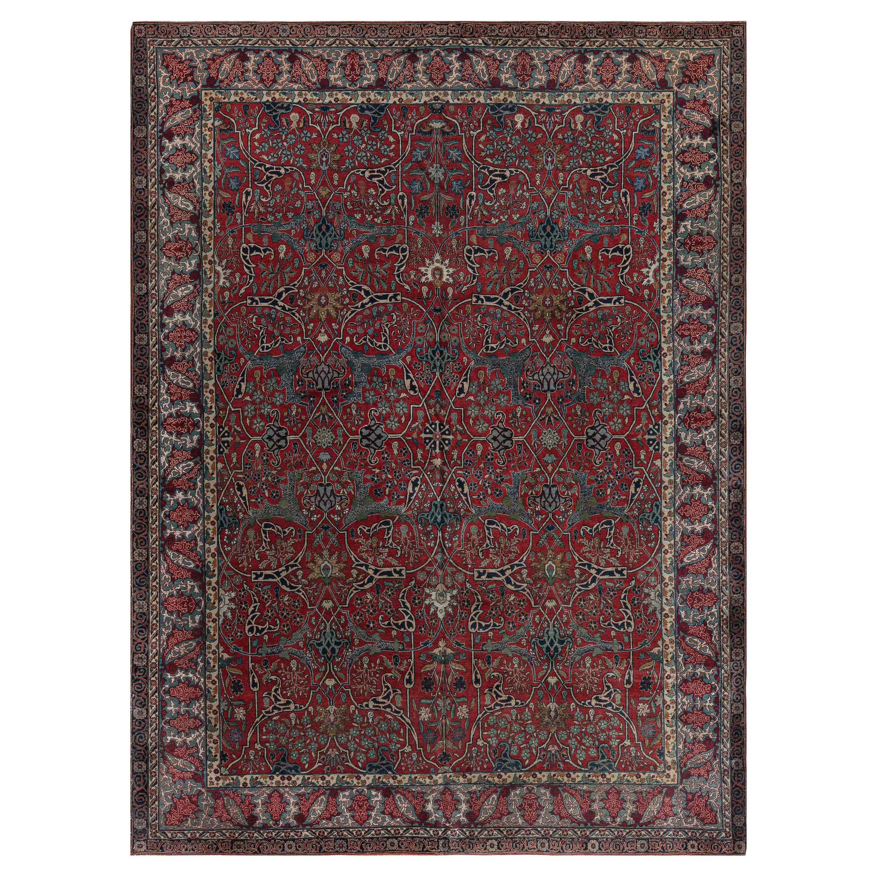 Doris Leslie Blau Antique Persian Tehran Botanic Handmade Wool Rug