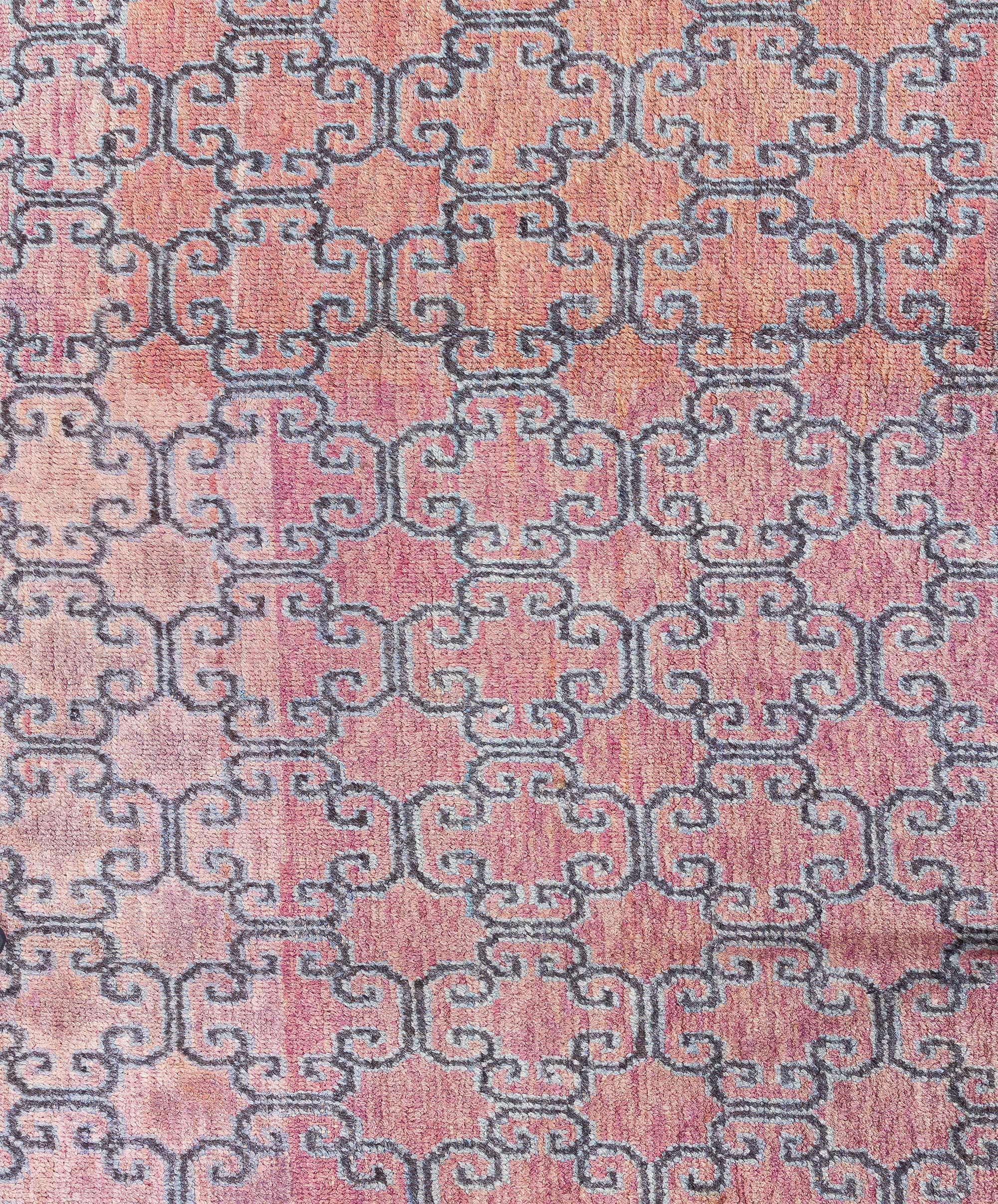 Tapis ancien en laine de Samarkand (Khotan) fait à la main.
Taille : 9'0