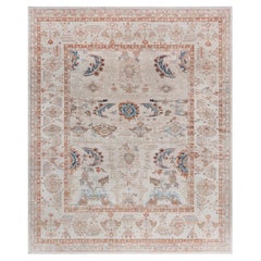 Doris Leslie Blau Antiker Sultanabad-Allover-Teppich in Creme-Beige - um 1980