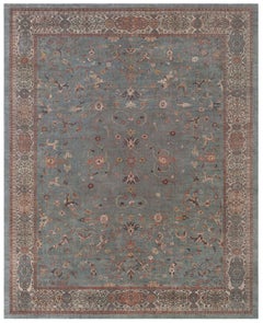 Doris Leslie Blau Antique Sultanabad Allover Floral Cream Beige Rug - c. 1910