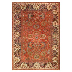 Doris Leslie Blau: Antiker Sultanabad-Teppich mit durchgehendem Blumenmuster in Creme – um 1880