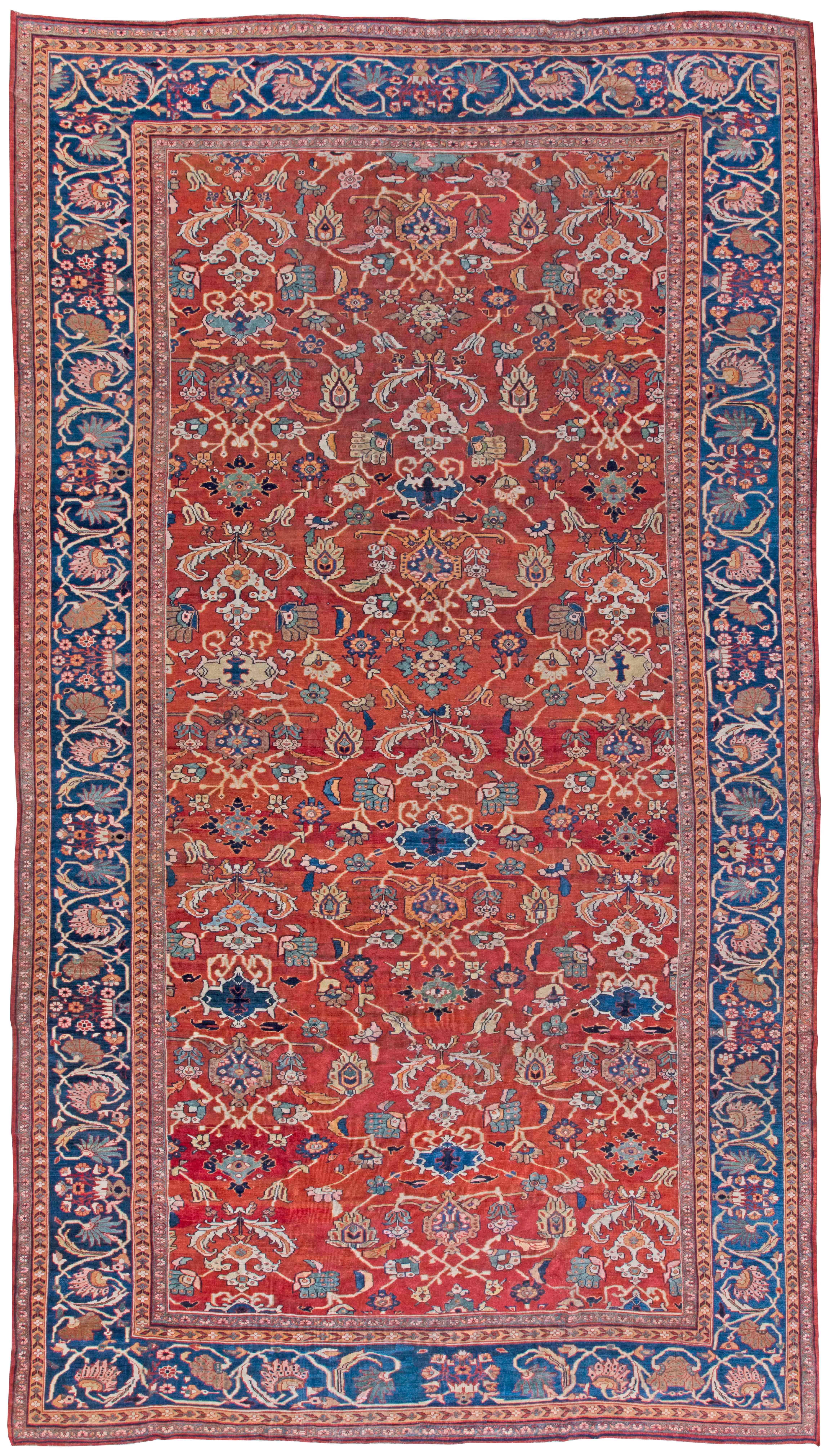 Doris Leslie Blau: Antiker Sultanabad-Teppich mit durchgehendem Blumenmuster in Creme – um 1900
