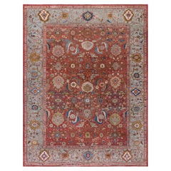 Doris Leslie Blau Antique Sultanabad Allover Floral Ivory Rug - c. 1920