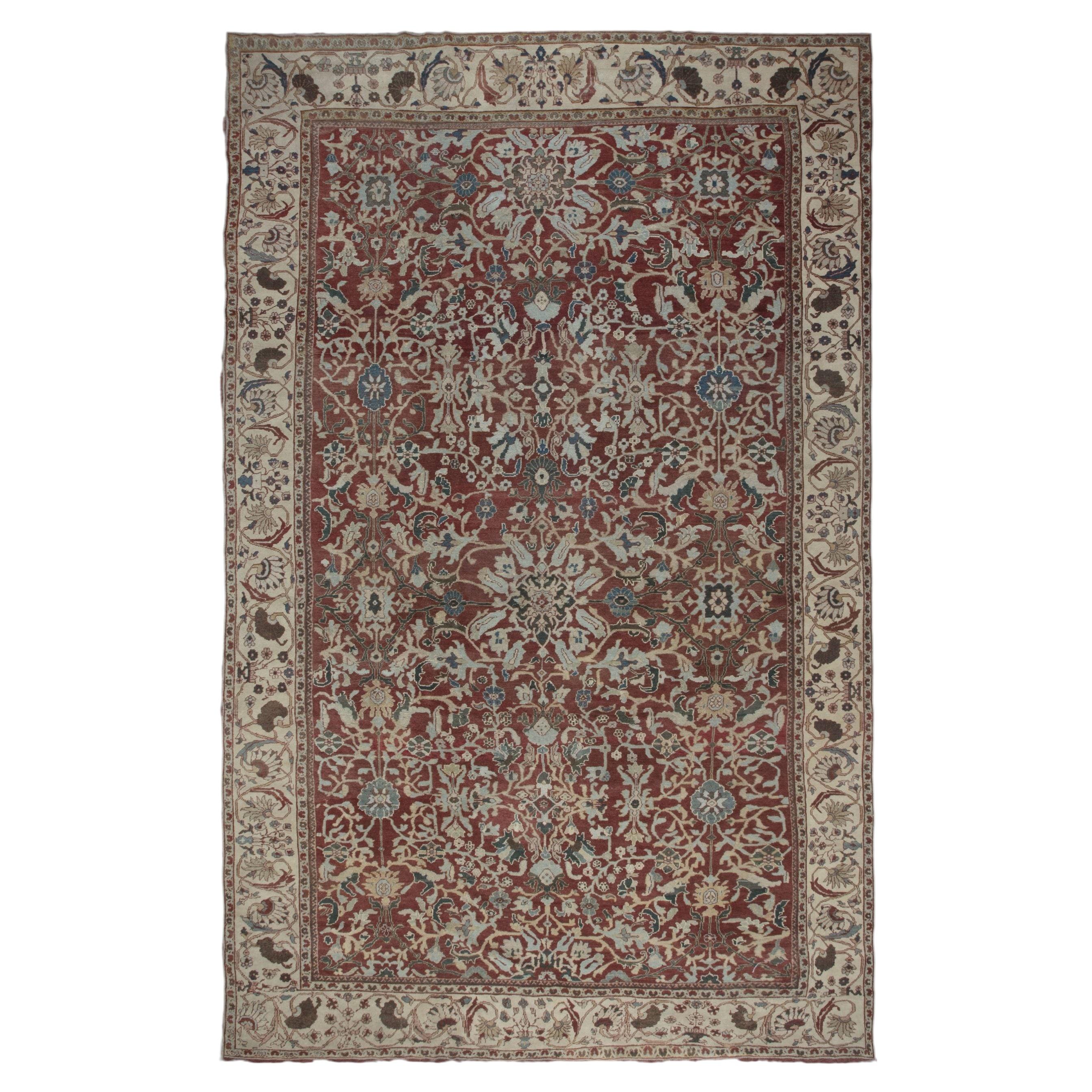 Doris Leslie Blau Antiker Sultanabad Allover Floral Hellbeige Teppich - ca. 1920