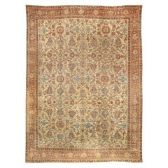 Doris Leslie Blau Antique Sultanabad Allover Floral Soft Beige Rug - c. 1900