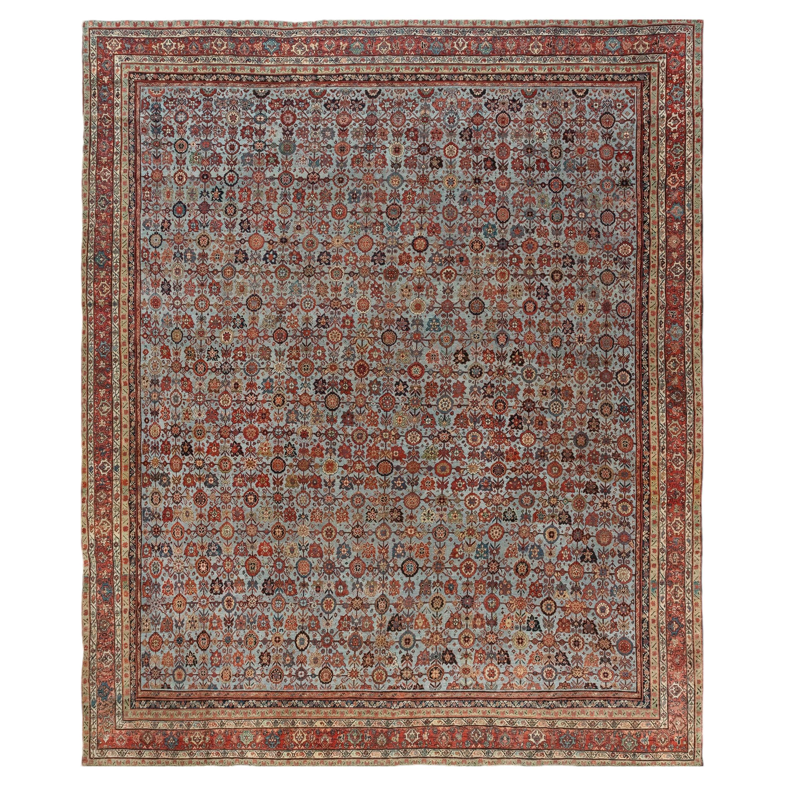Doris Leslie Blau Antique Sultanabad Allover Floral Warm Tan Rug - c. 1880