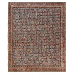 Doris Leslie Blau Antique Sultanabad Allover Floral Warm Tan Rug - c. 1880