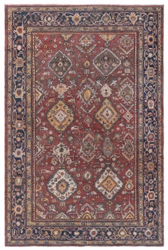Doris Leslie Blau Antique Sultanabad Allover Geometric Ivory Carpet - c. 1930