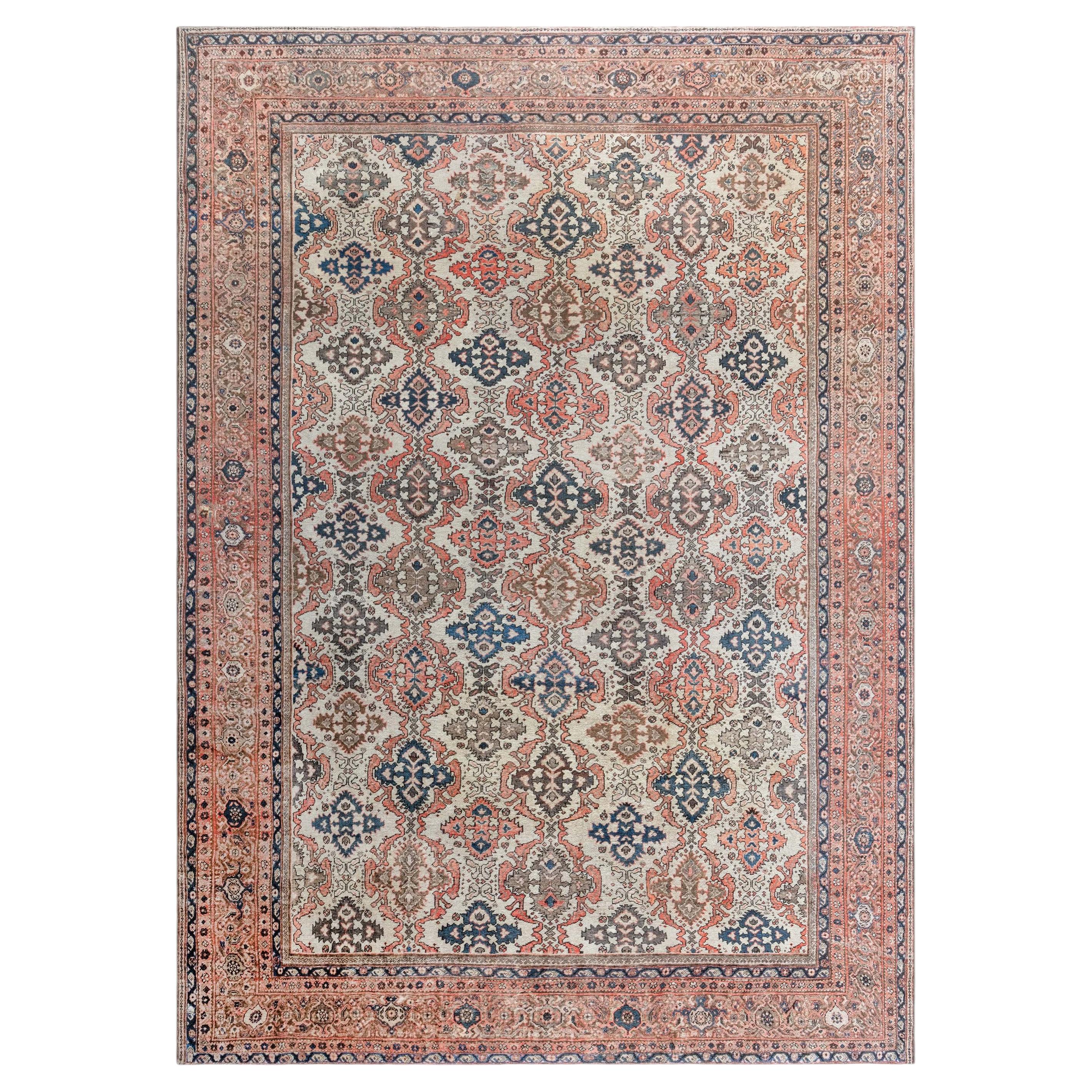 Doris Leslie Blau Antique Sultanabad Allover Geometric Light Beige Rug - c. 1920